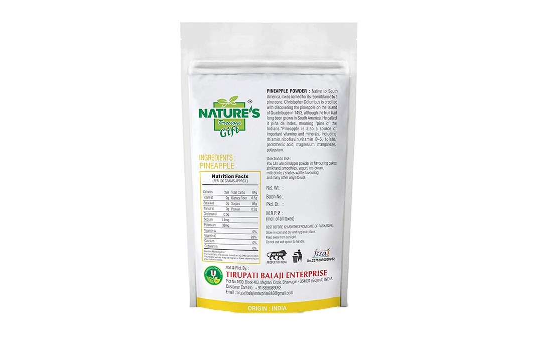Nature's Gift Spray-Dried Pineapple Powder    Pack  400 grams